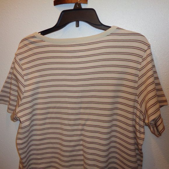 Basic Editions Women's Layered Henley Short Sleeve Striped Top Size XL N… - Picture 9 of 11